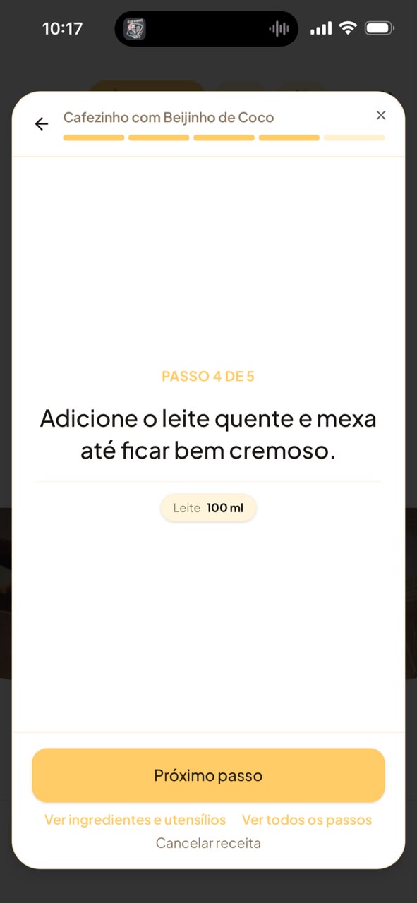 Tela do streak de café